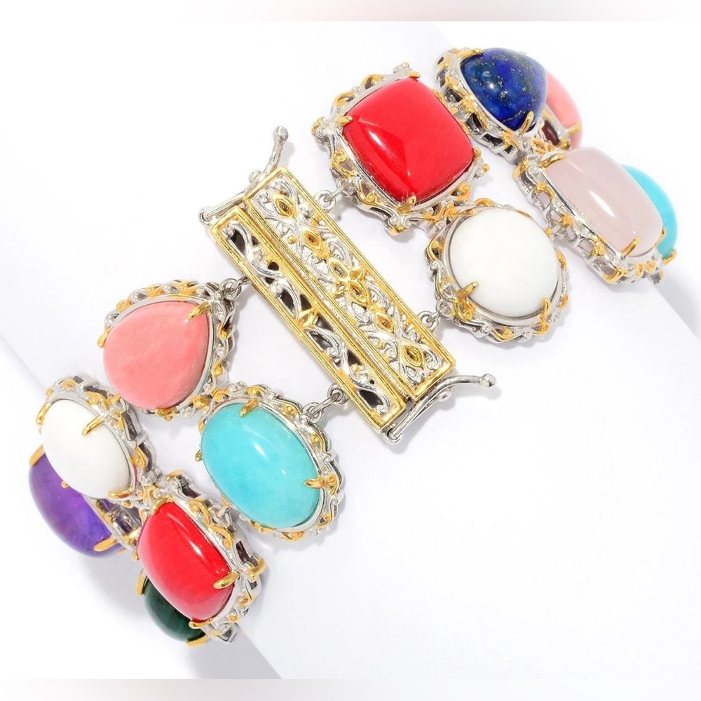 Gems En Vogue Michael Valitutti Multicolor Gemstone Bracelet Sterling 18k Gold